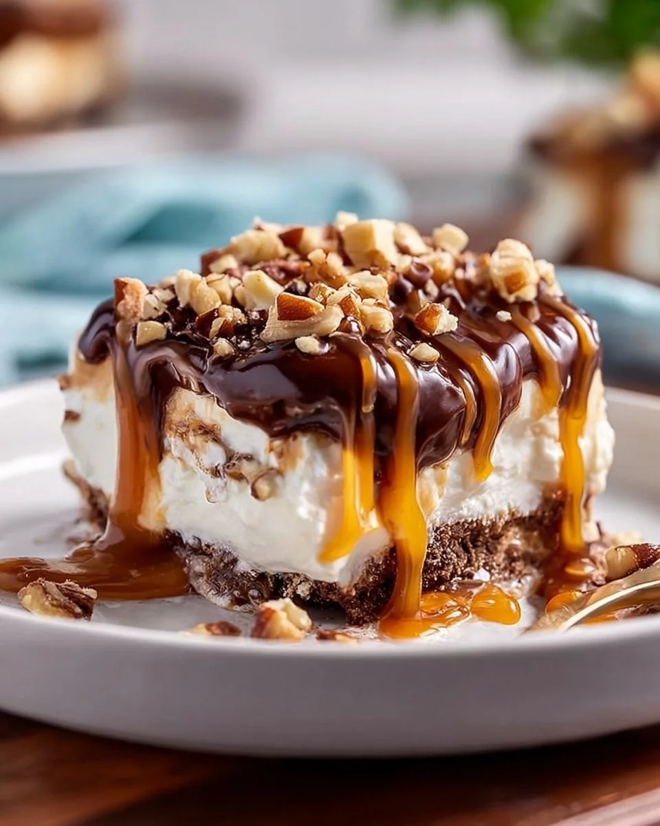 No-Bake Turtle Lasagna Dessert