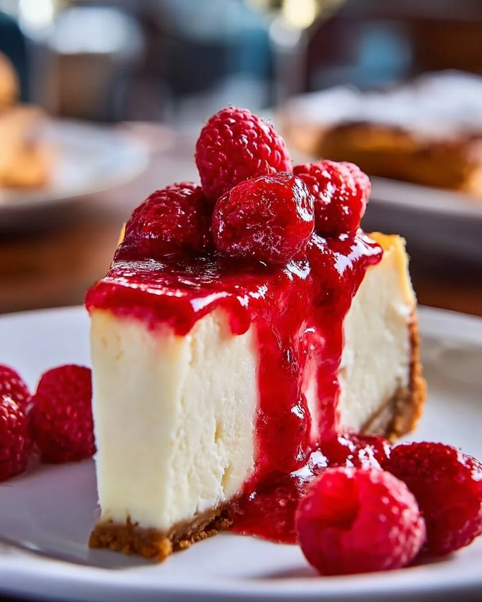 Classic Cheesecake with Raspberry Sauce