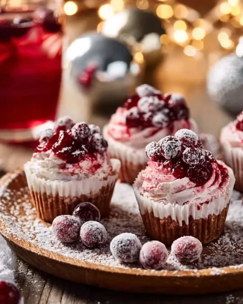 Delicious cranberry mousse cups served in elegant dessert dishes