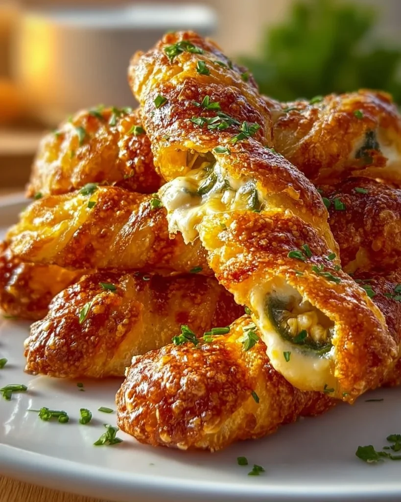 Delicious Jalapeño Popper Twists served on a platter.