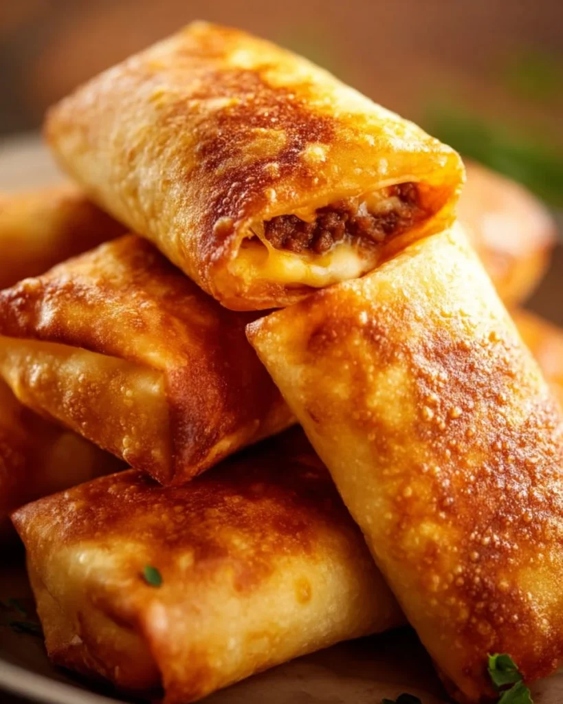 Delicious Beef and Cheese Chimichangas served with salsa and guacamole