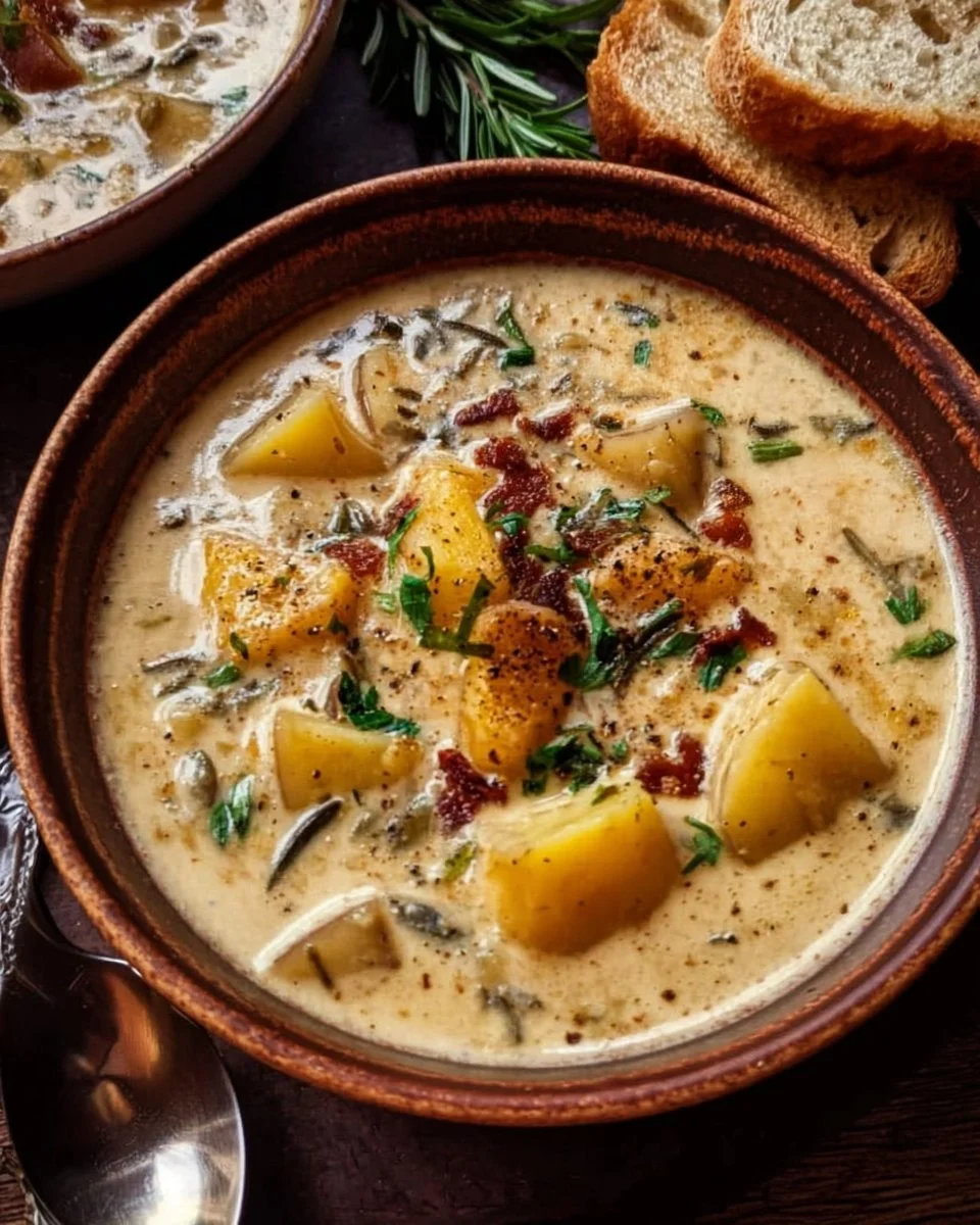 Hearty Cheddar Garlic Herb Potato Soup Recipe