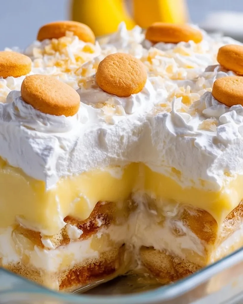 Deliciously layered Banana Pudding Cake with bananas and creamy pudding.