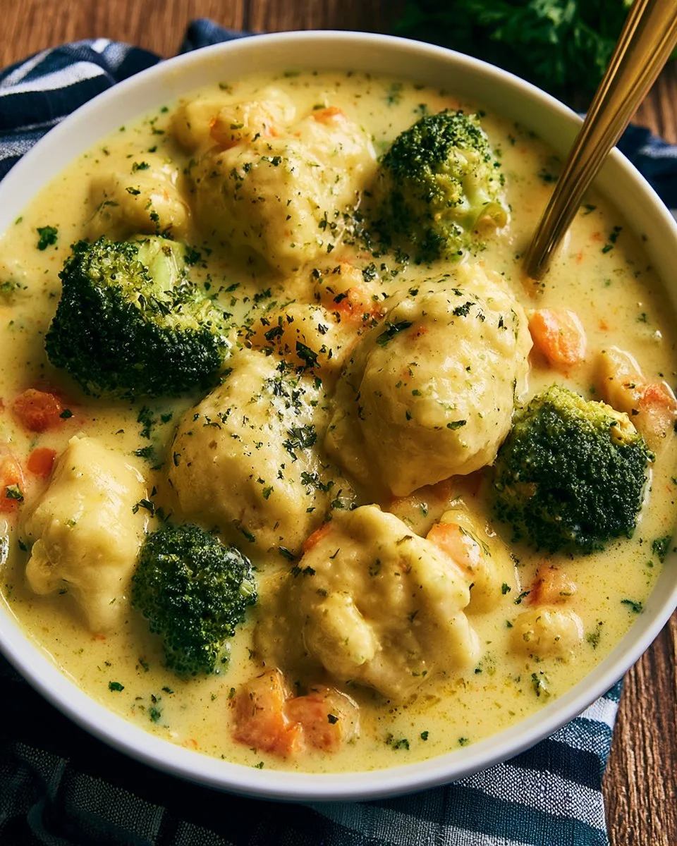 Broccoli Cheddar Chicken and Dumplings