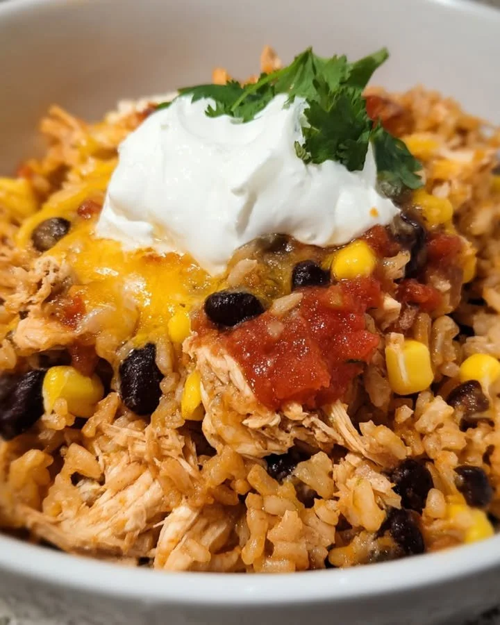 Delicious Chicken Burrito Bowl Bake with fresh ingredients