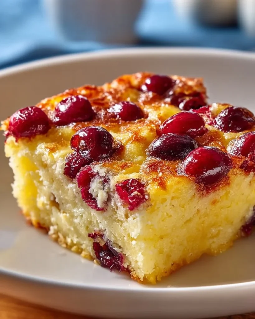 Cottage cheese cranberry orange breakfast bake served on a plate
