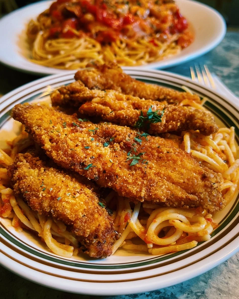 Fried Catfish and Spaghetti