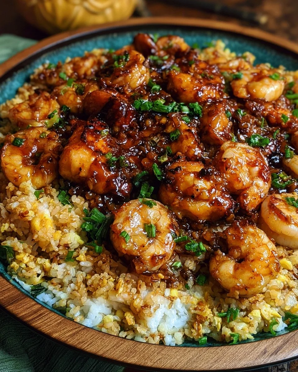 Honey Garlic Chicken and Shrimp Fried Rice