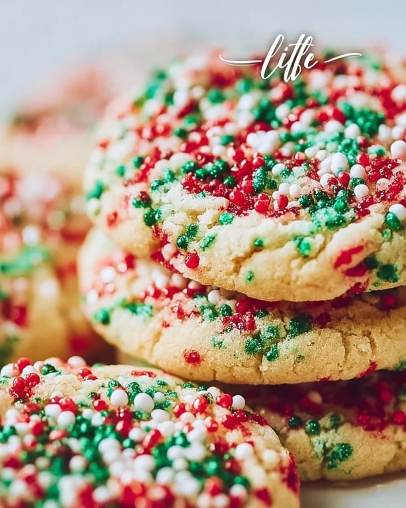 Softbatch holiday sprinkles cookies on a festive platter