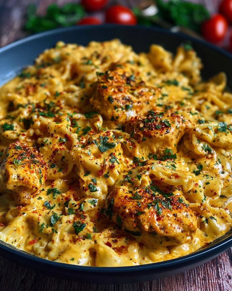 Spicy Garlic Cream Chicken Bowtie