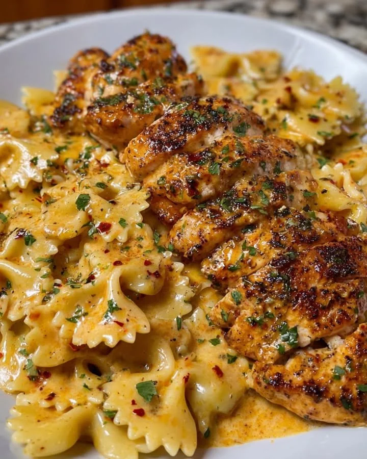 Spicy Garlic Cream Chicken Bowtie