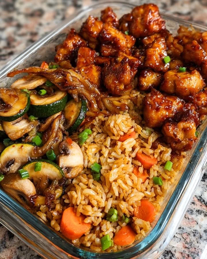 Delicious Sweet Chili Chicken Fried Rice served in a bowl with vegetables